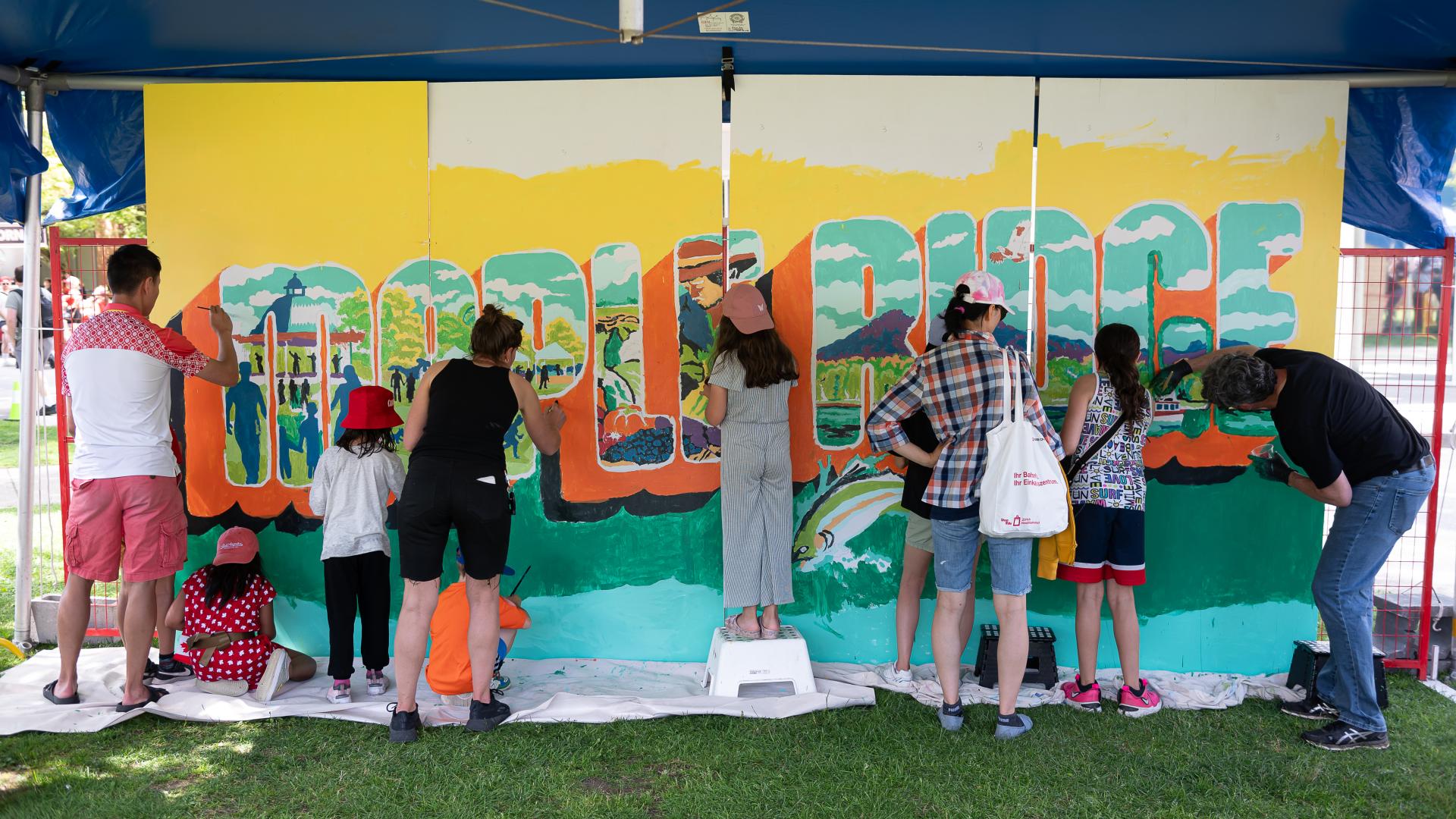 Public Painting the Community Mural on Canada Day