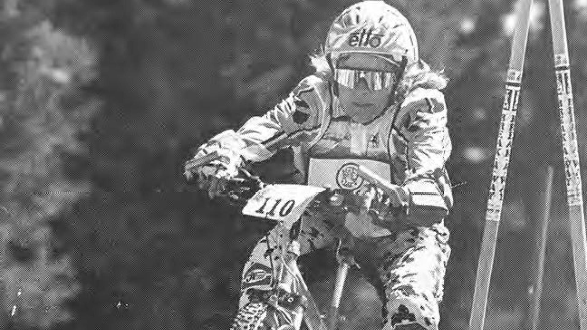 Cindy Devine jumps an obstacle on her off-road bicycle.