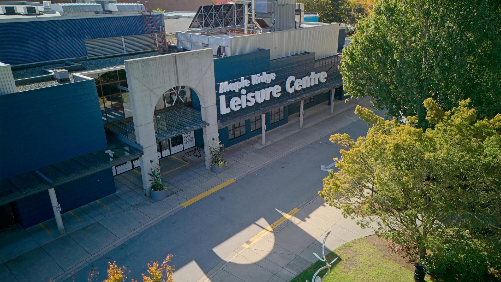 Overhead view of the Exterior of the Maple Ridge Leisure Centre
