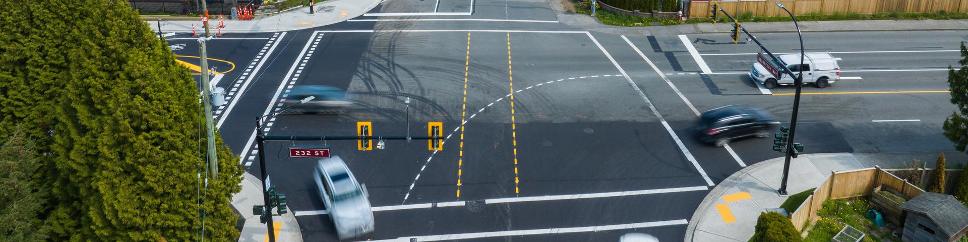 An aerial of the Abernethy Way and 232nd street Intersection.