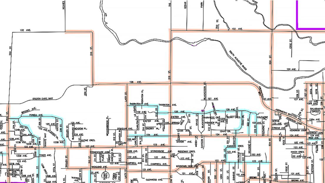 A close up of part of the Route 5 map.