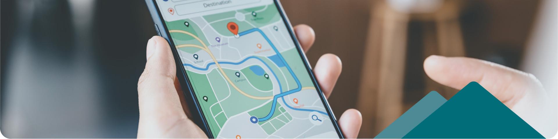 cellphone with a map app open