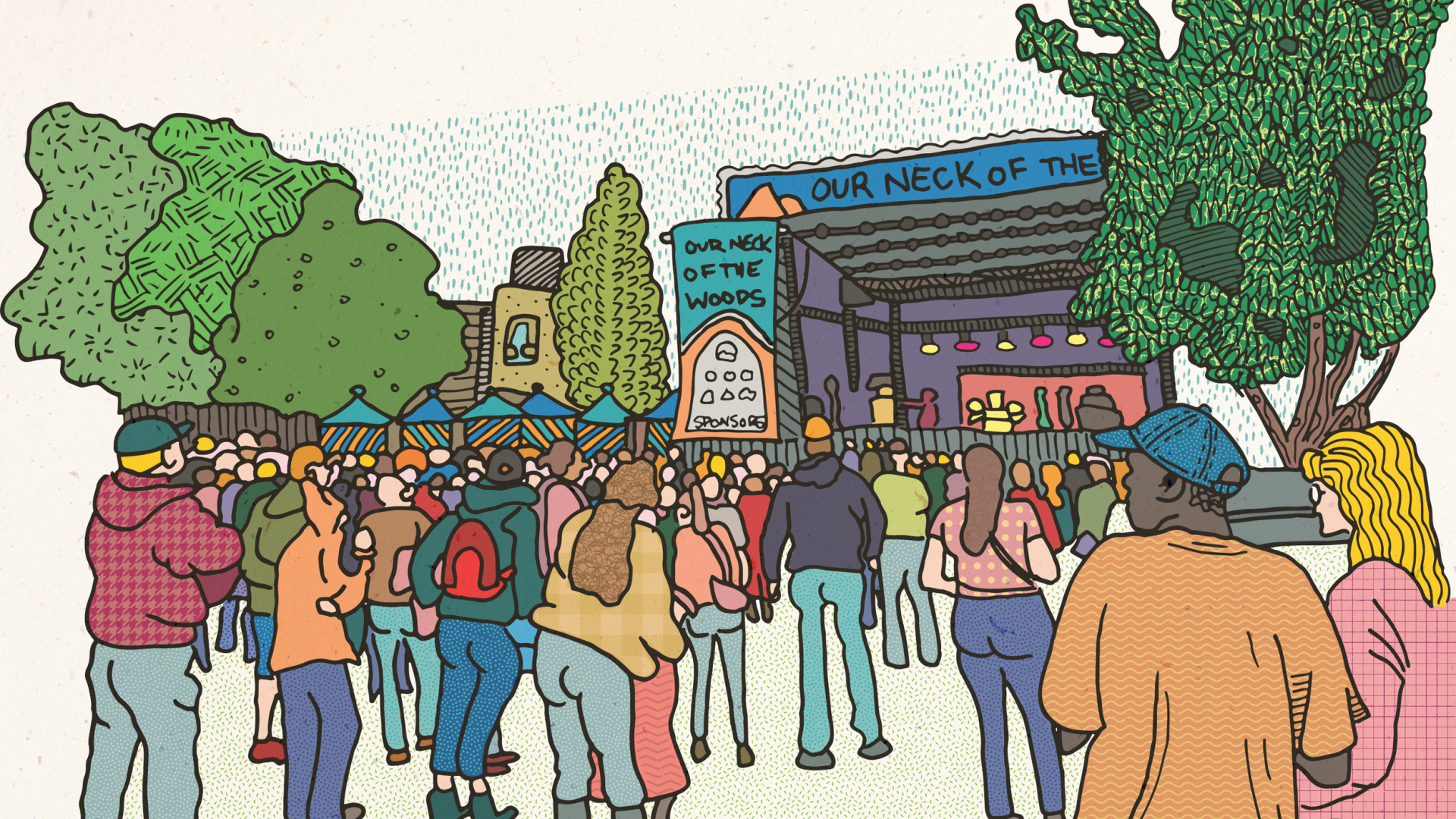 Illustration of Our Neck of the Woods Event by Alex Neff