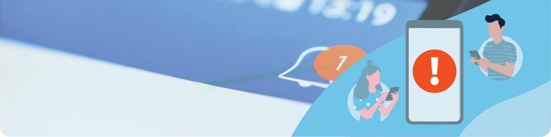 Notification Icon on Mobile Device and Illustrations of People Looking at their Phones